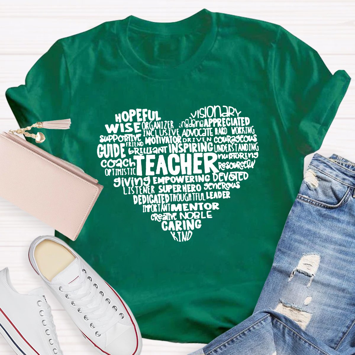 Teacher Heart Word Cloud Teacher Shirt