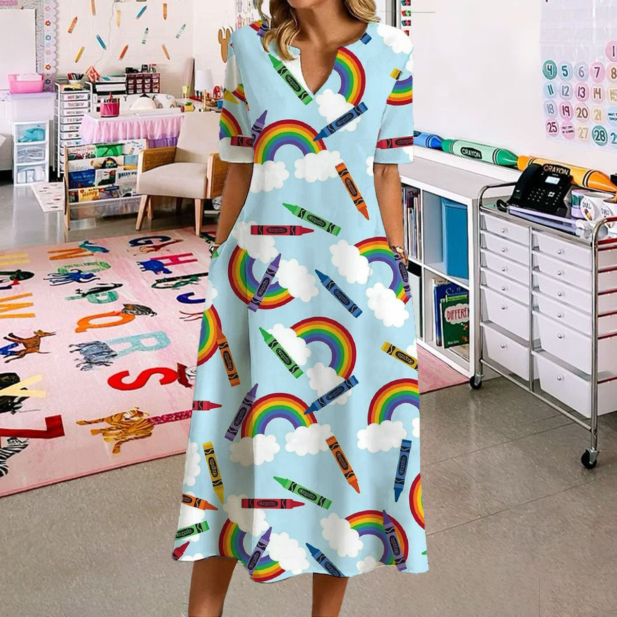 Blue Sky Pencil Rainbow Dress