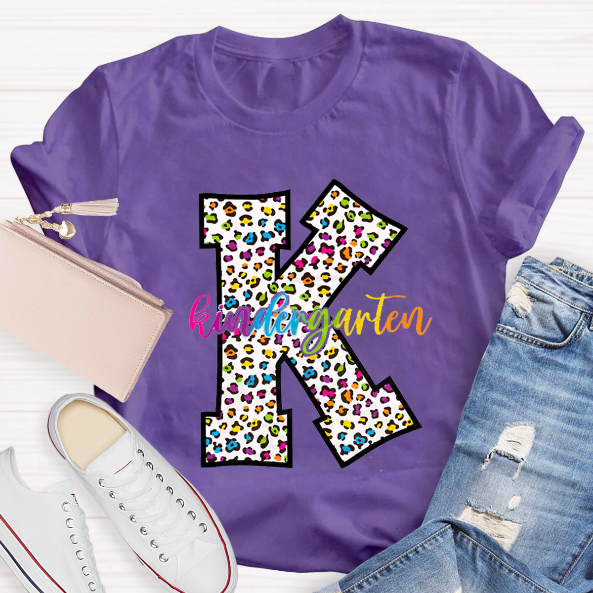 Personalized Grade Leopard Design Teacher T-Shirt