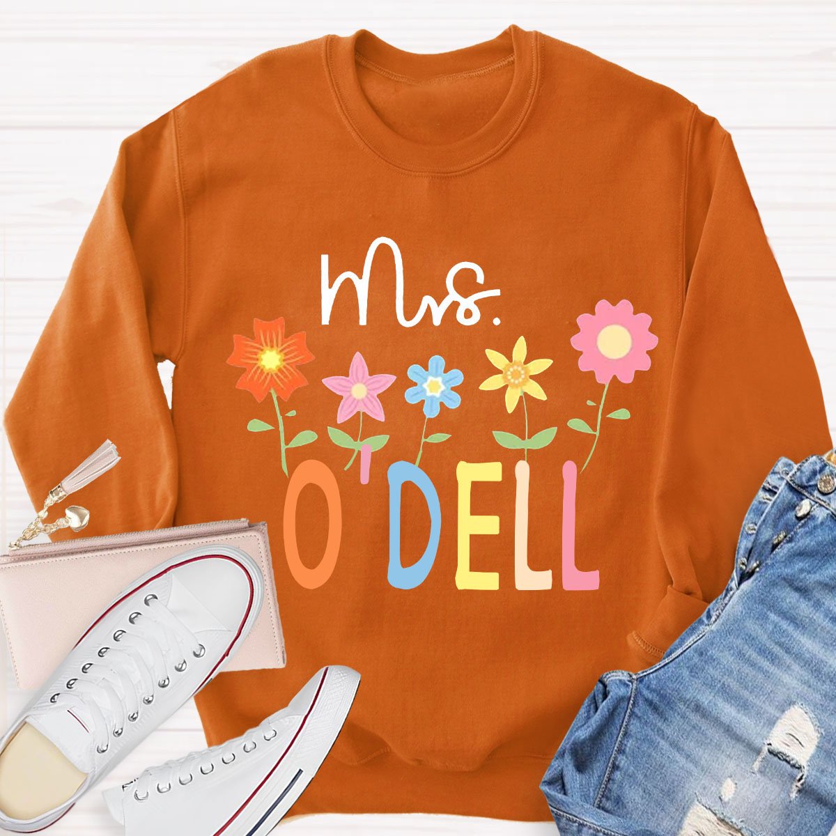 Personalized Your Name Flower Teacher Sweatshirt