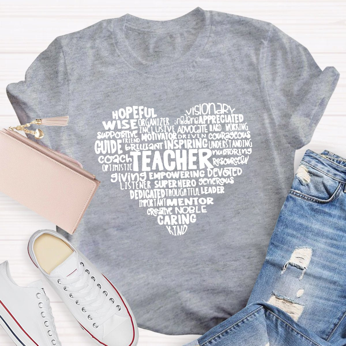 Teacher Heart Word Cloud Teacher Shirt