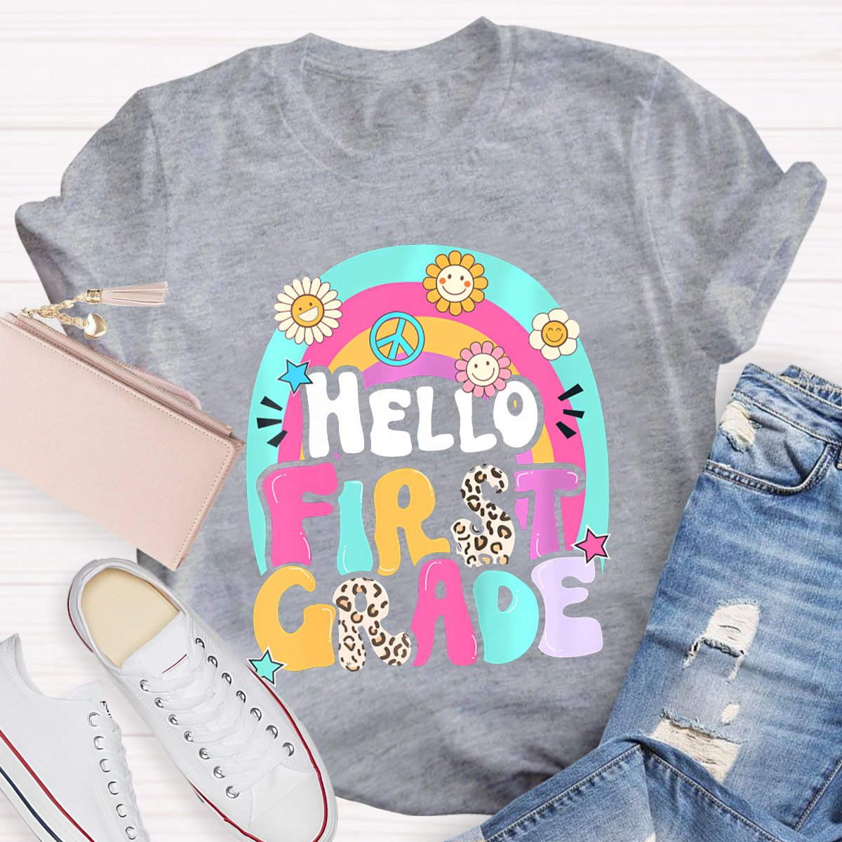 Personalized Hello Firt Grade Teacher Shirt