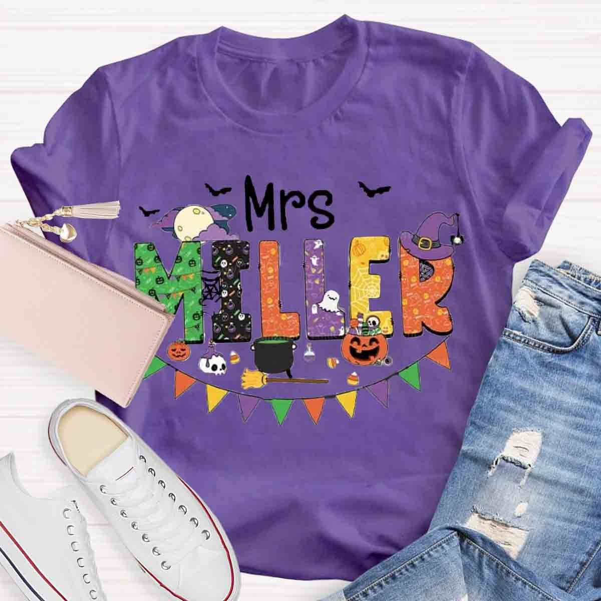 Personalized Name Halloween Spooky Teacher Shirt