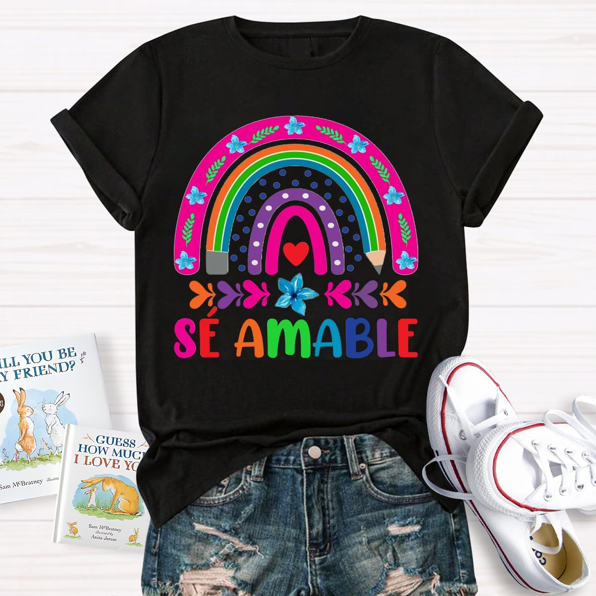 Sé Amable Rainbow Bilingual Teacher Shirt