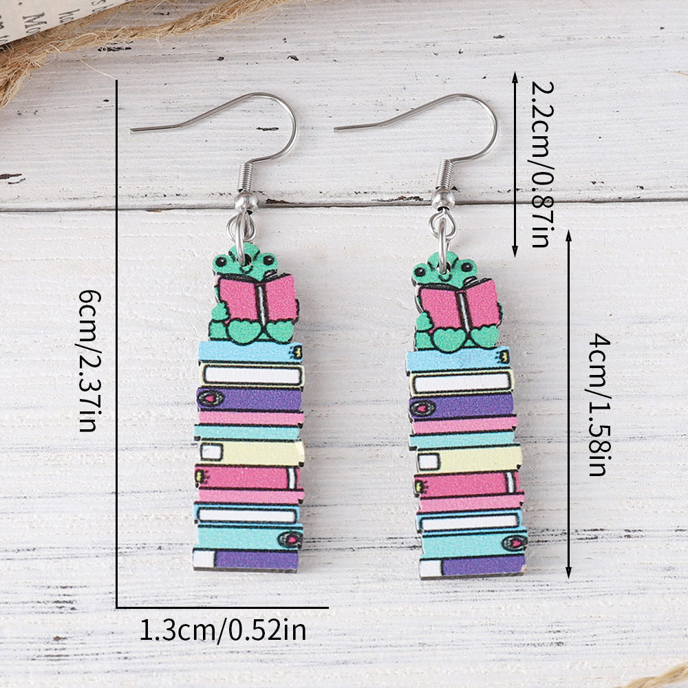 Little Turtle Book Pendant Earrings