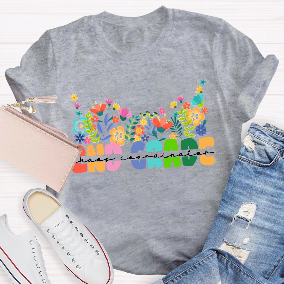 Personalized Colorful Flower Teacher Shirt