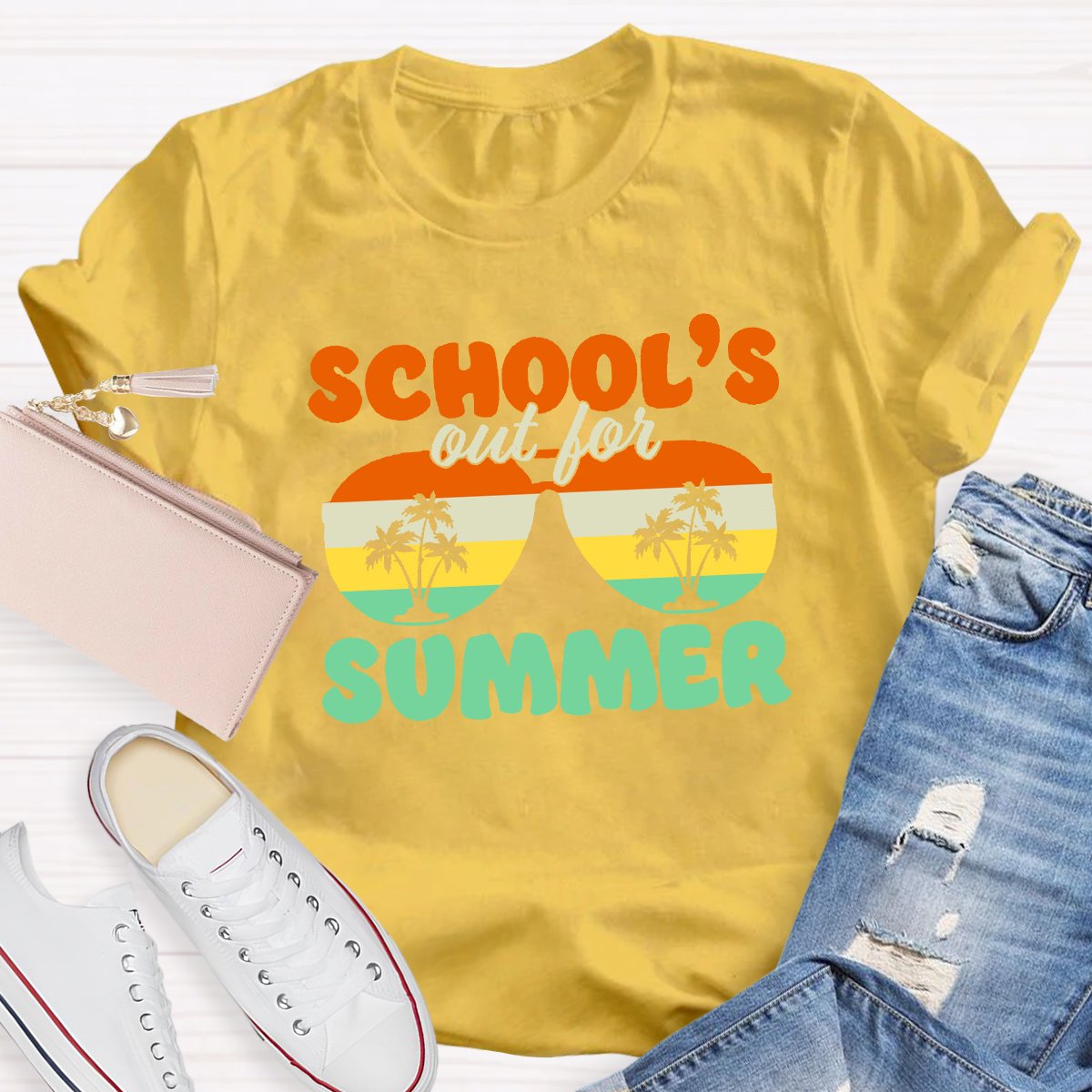 School's Out For Summer Teacher Graphic Tee Shirt