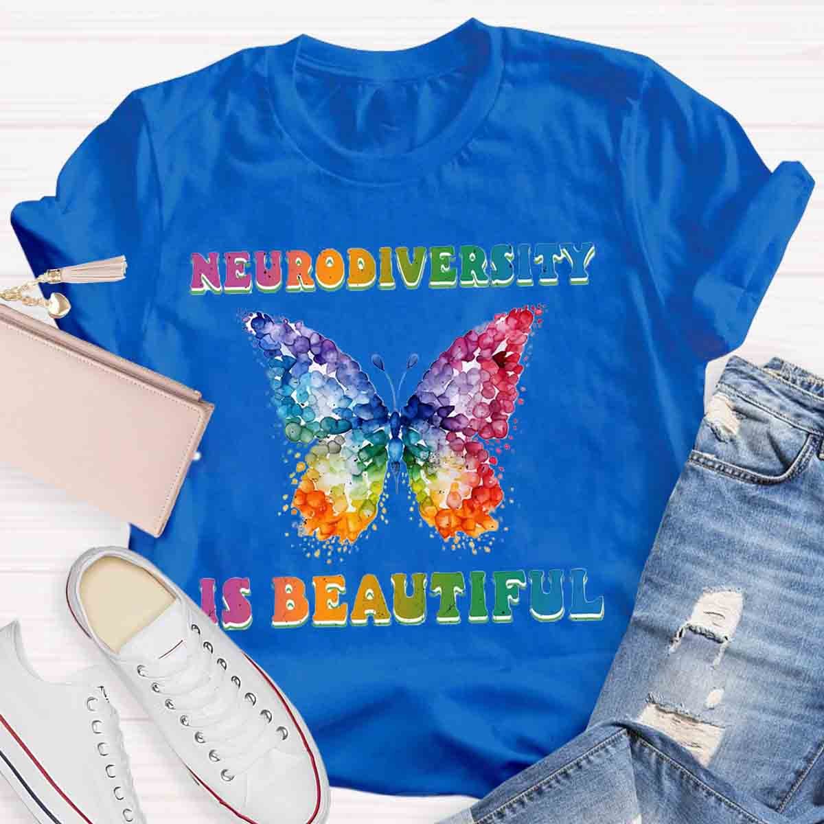 Neurodiversity is Beautiful Butterfly Design Special Ed Teacher T-Shirt