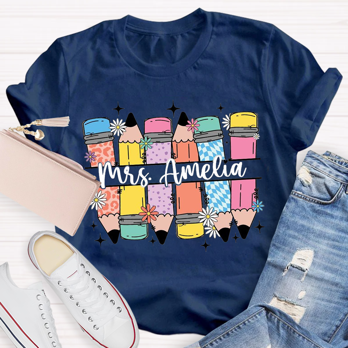 Personalized Name Pencil Design T-Shirt