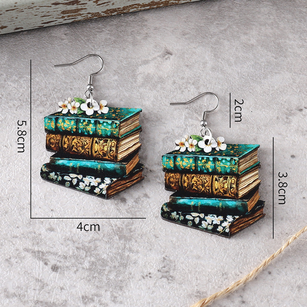 Library Book Pendant Earrings