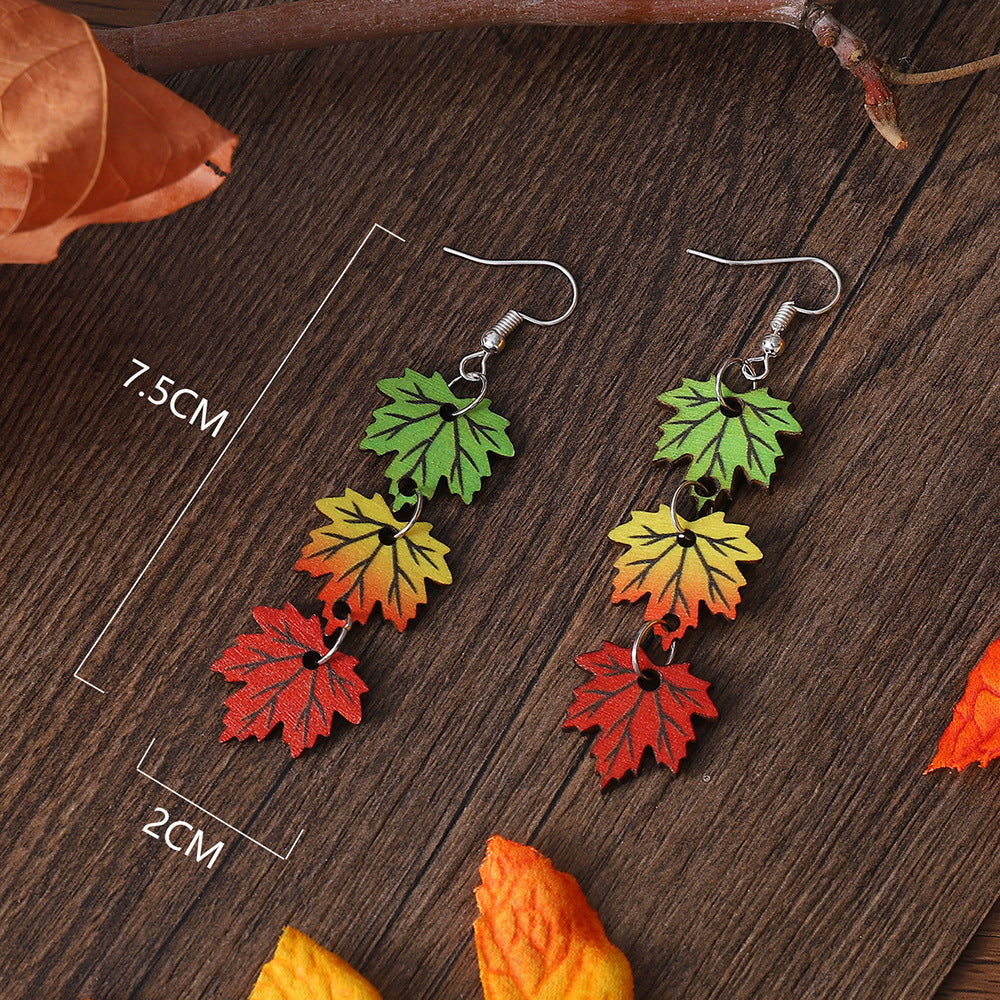 Colorful Maple Leaf Double-Sided Earrings