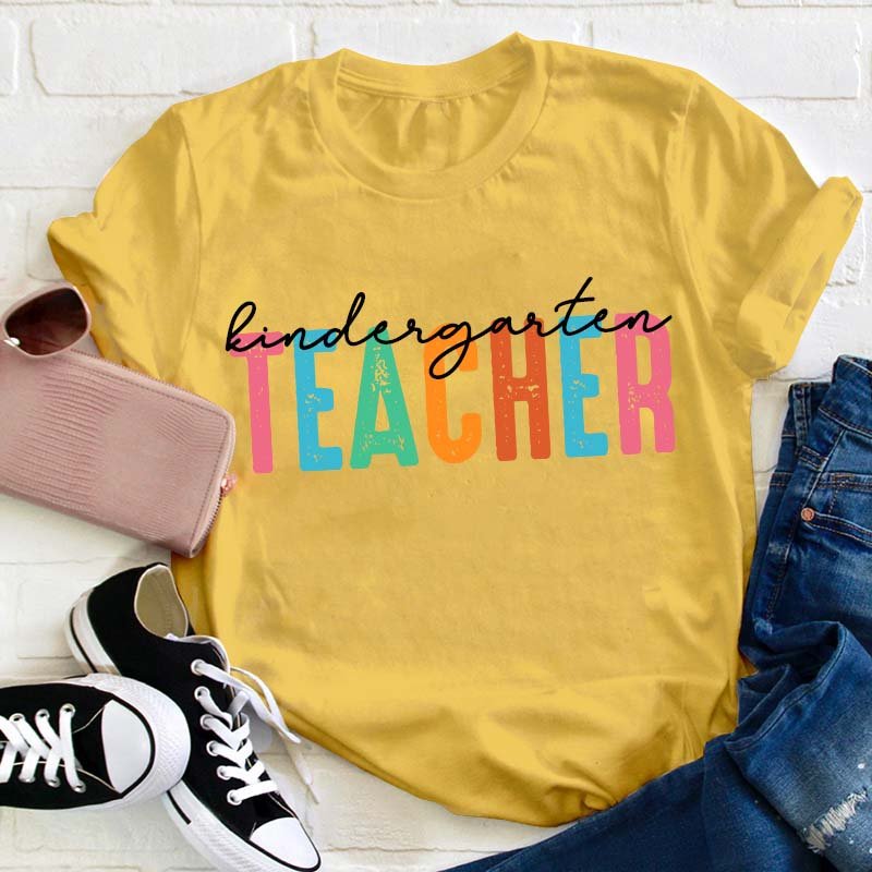 Personalized Colorful Grade Teacher T-Shirt