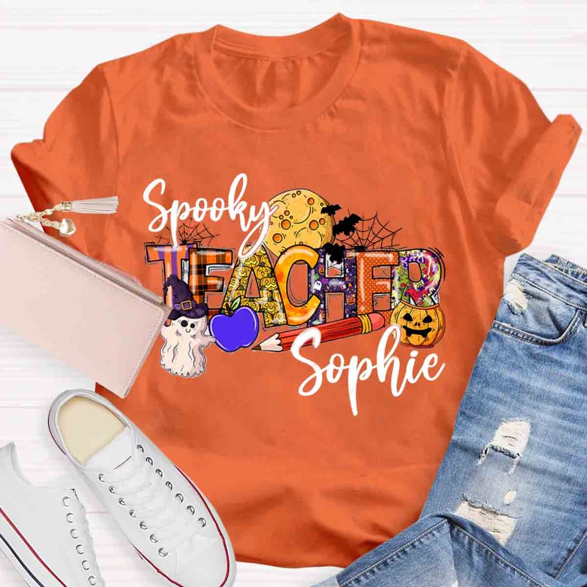 Personalized Name Spooky Teacher T-Shirt