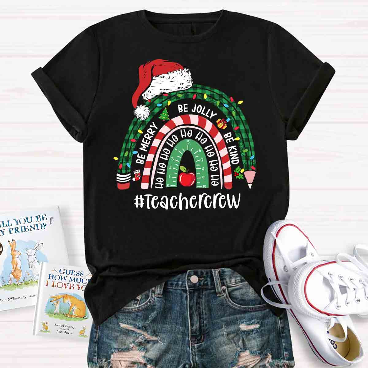 Be Merry Jolly Kind Christmas Teachercrew Christmas T-shirt