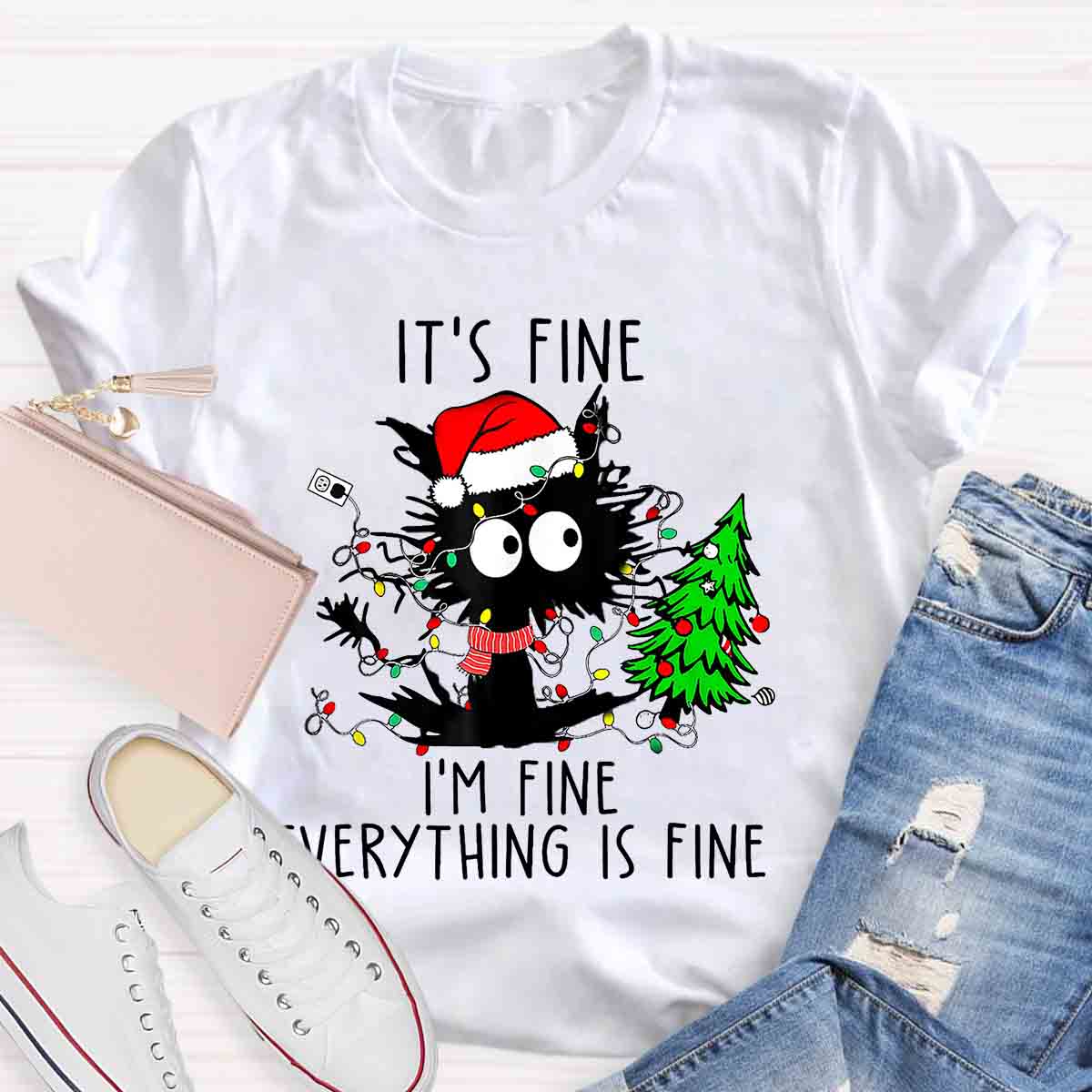 It's Fine I'm Fine Everything Is Fine Christmas T-shirt