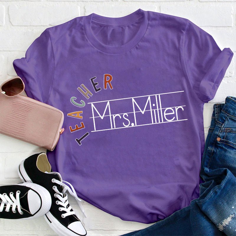 Personalized Name Spelling Letter Teacher T-Shirt