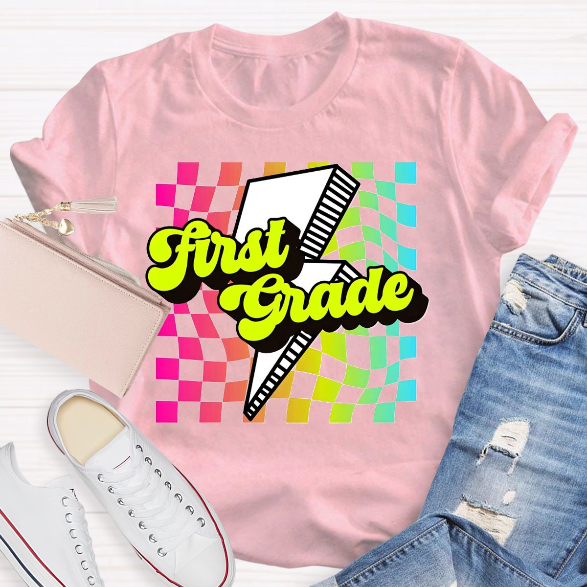 Personalized Grade Color Blocks Back to School T-shirt