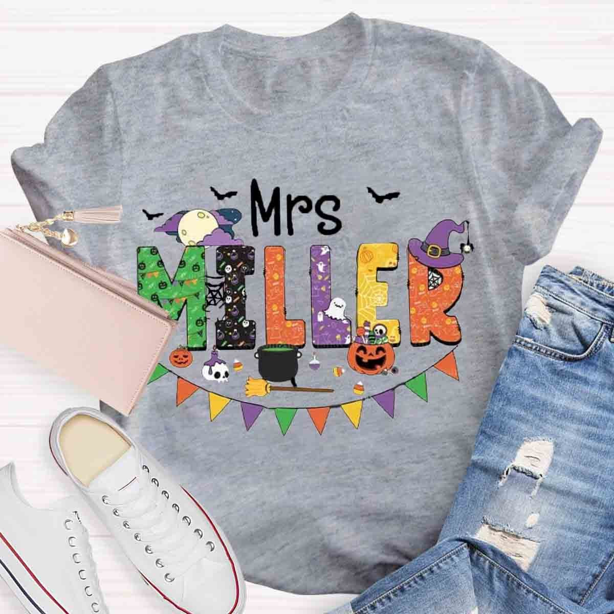 Personalized Name Halloween Spooky Teacher Shirt