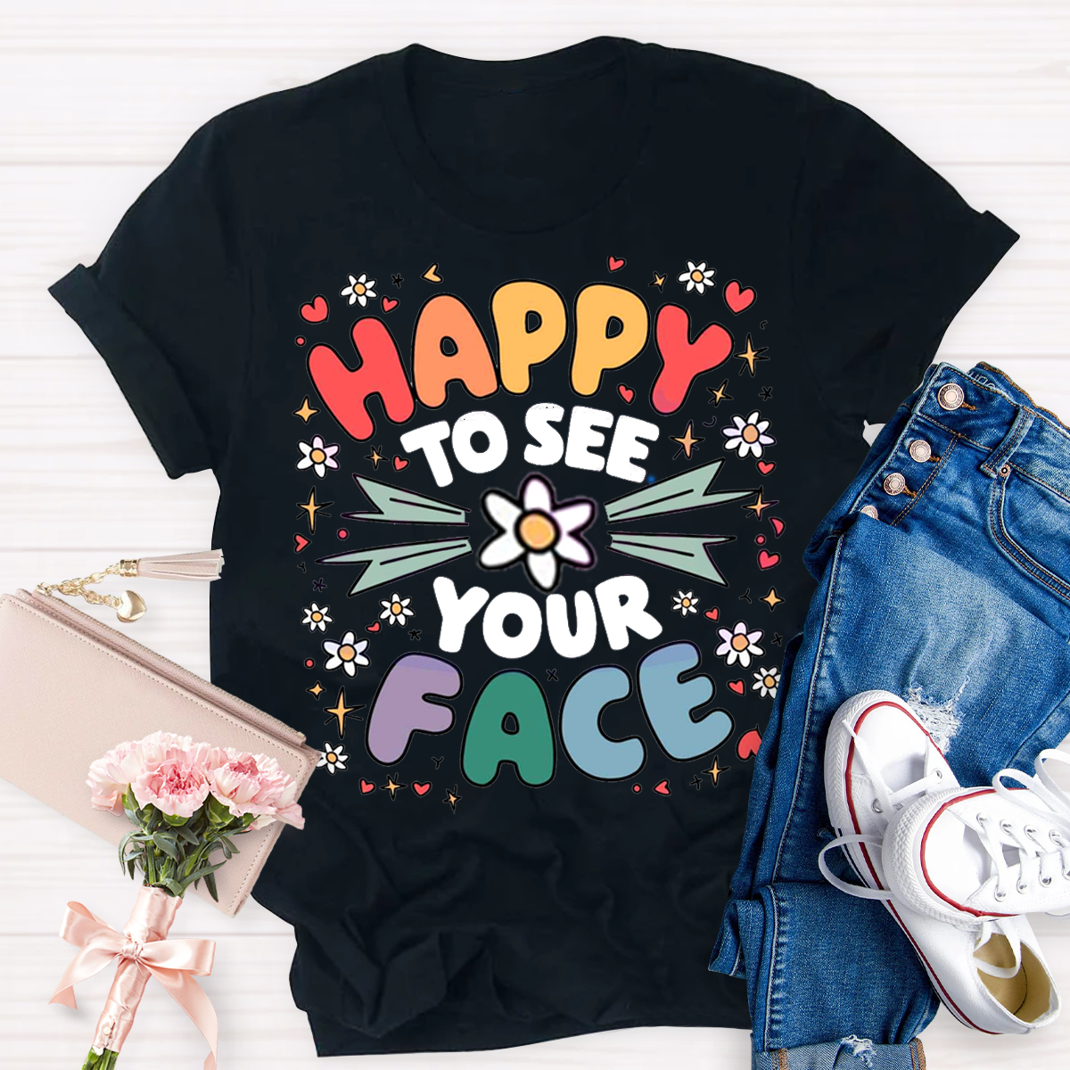 Happy To See Your Face Crew Neck T-Shirt