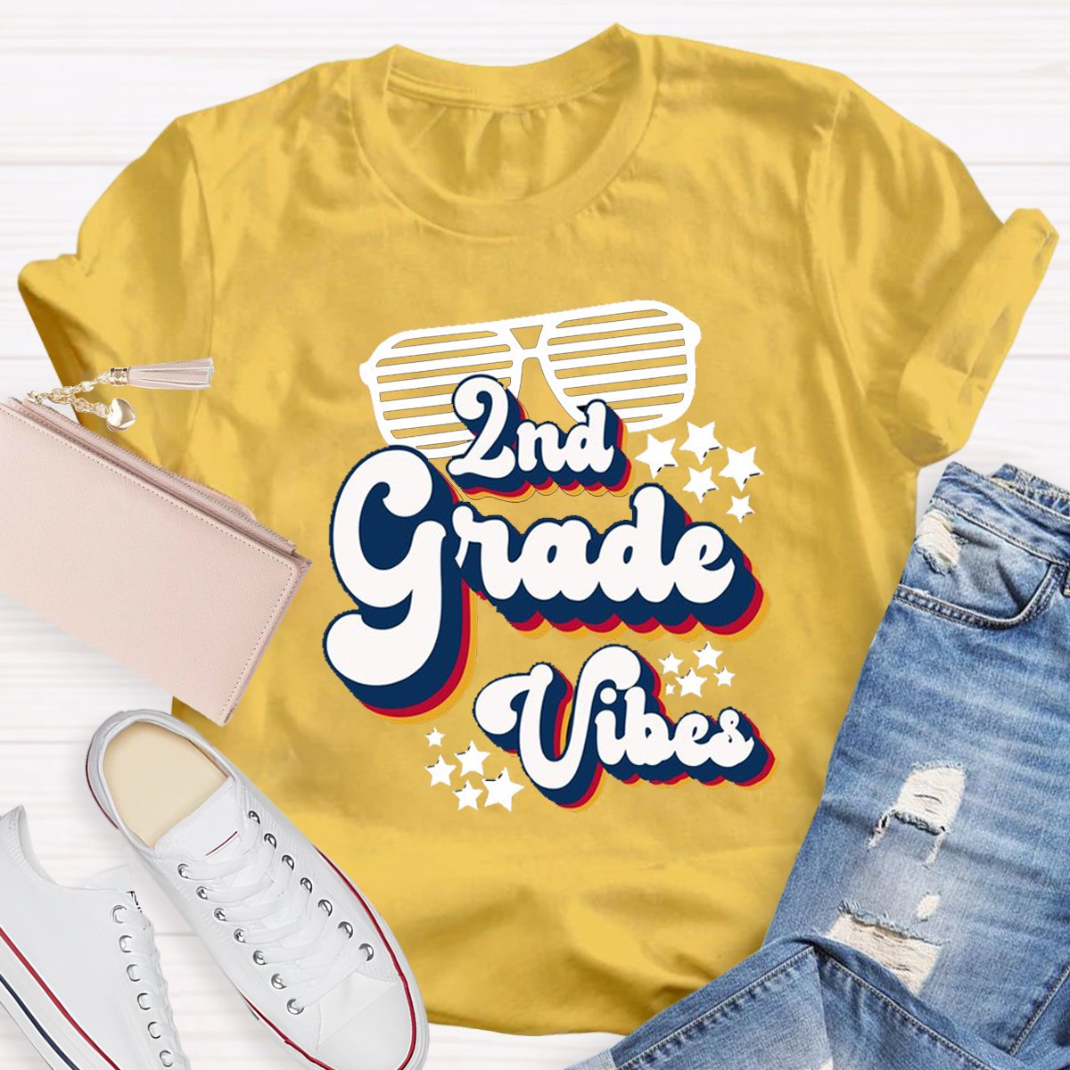 Personalized 2nd Grade VibesTeacher Shirt