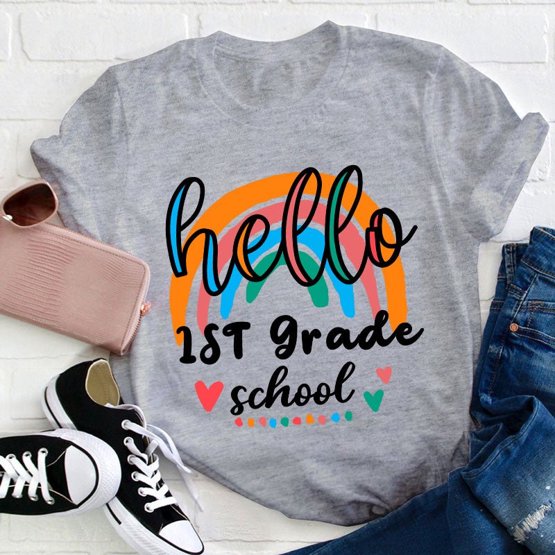 Personalized Colorful Rainbow Teacher T-Shirt