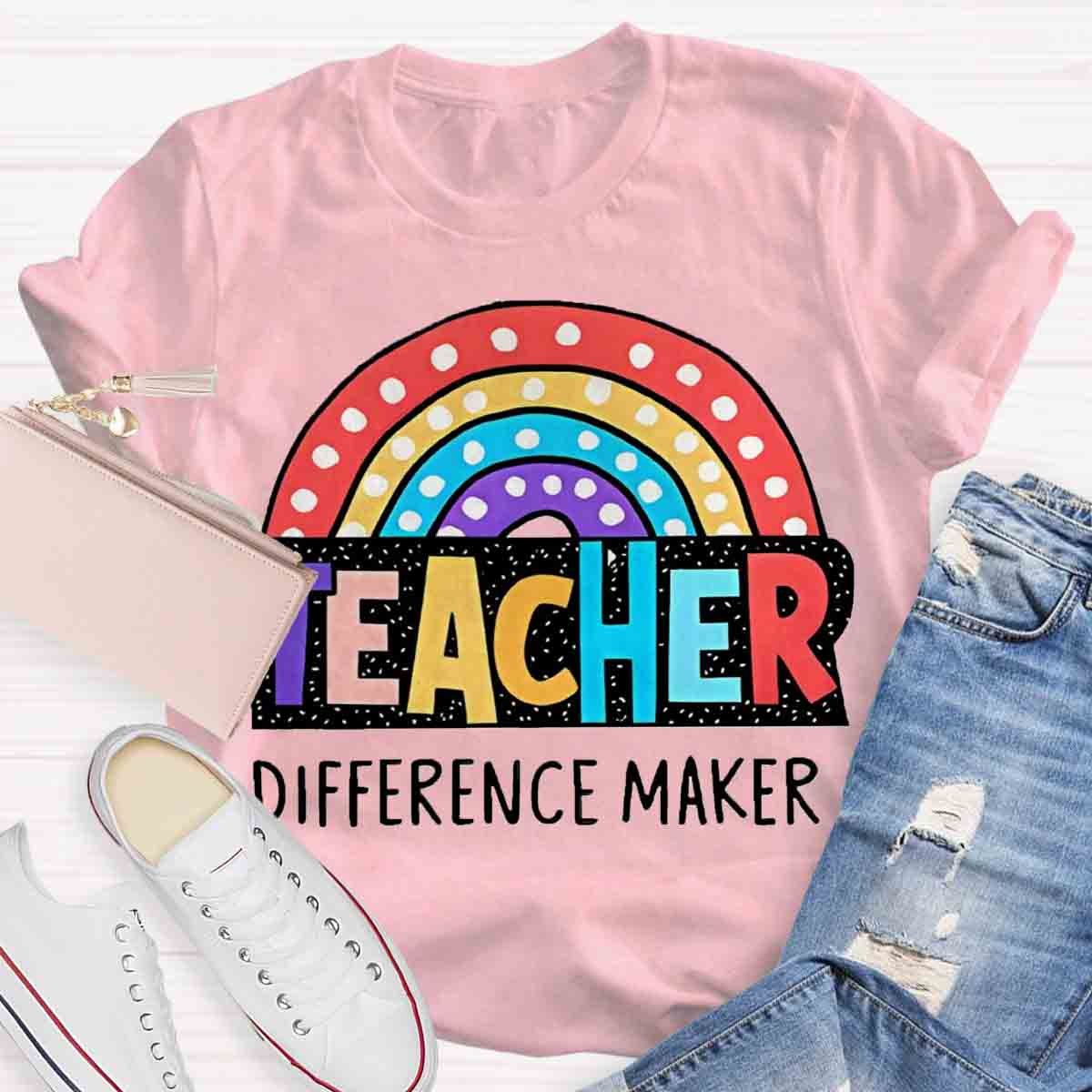 Rainbow Teacher Difference Maker T-Shirt