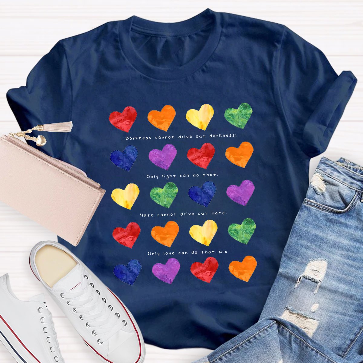 Colorful Hearts Teacher Shirt