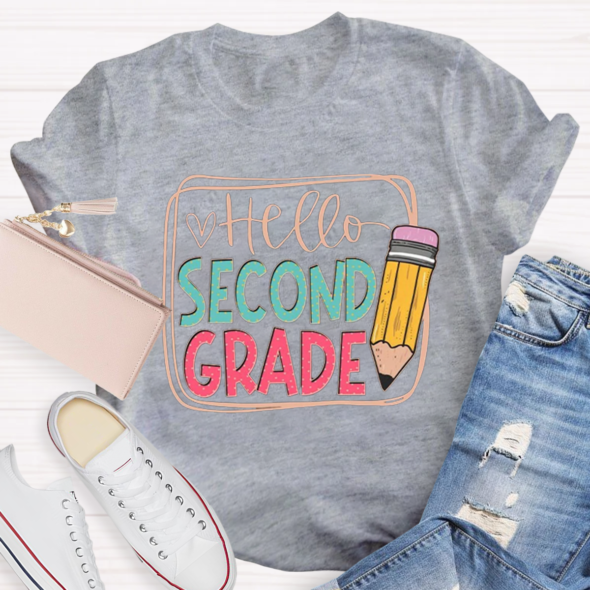 Personalized Grade Hello Second Back To School T-Shirt