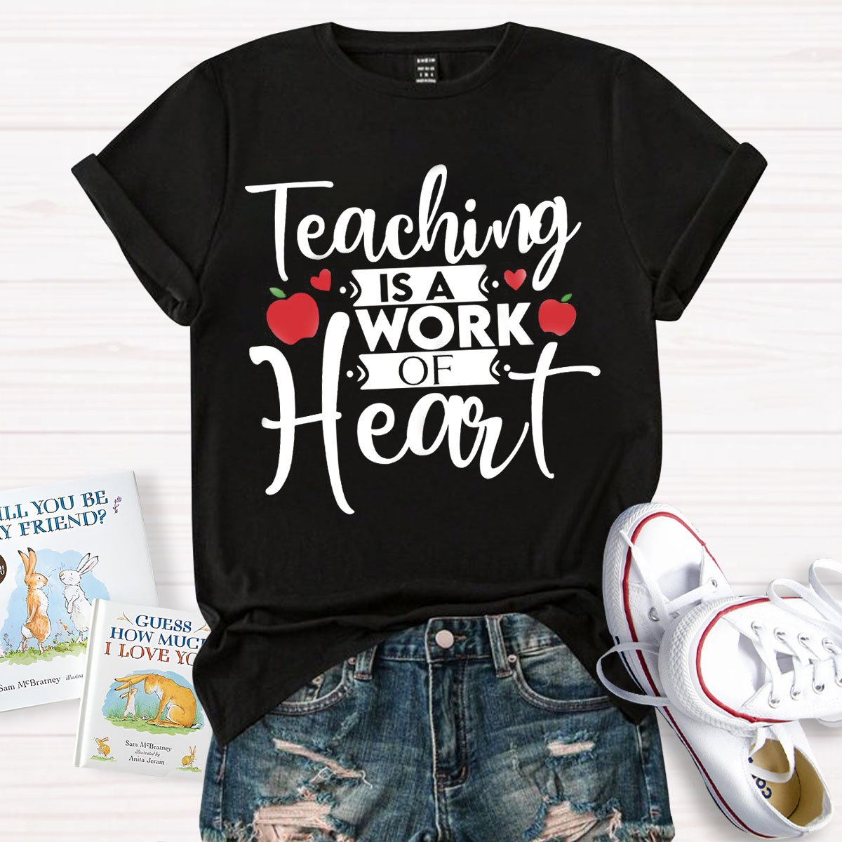 Teacher Art Teaching Is A Work Of Heart T-Shirt