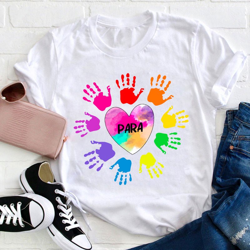 Personalized Colorful Hands Teacher T-Shirt