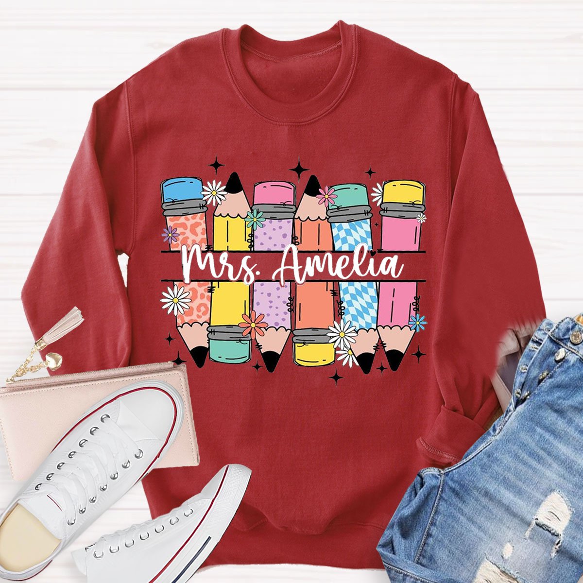 Personalized  Name Pencil Sweatshirt