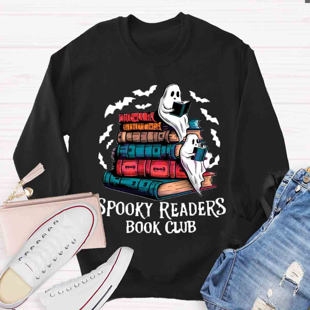 Funny Bookish Ghost Spooky Readers Book Club Halloween Sweatshirt