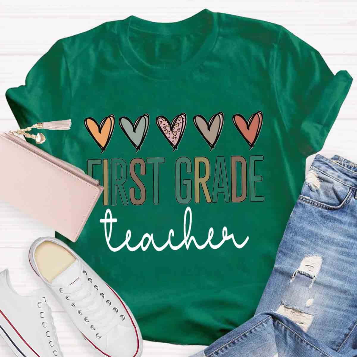 Personalized  Grade Heart Print T-Shirt