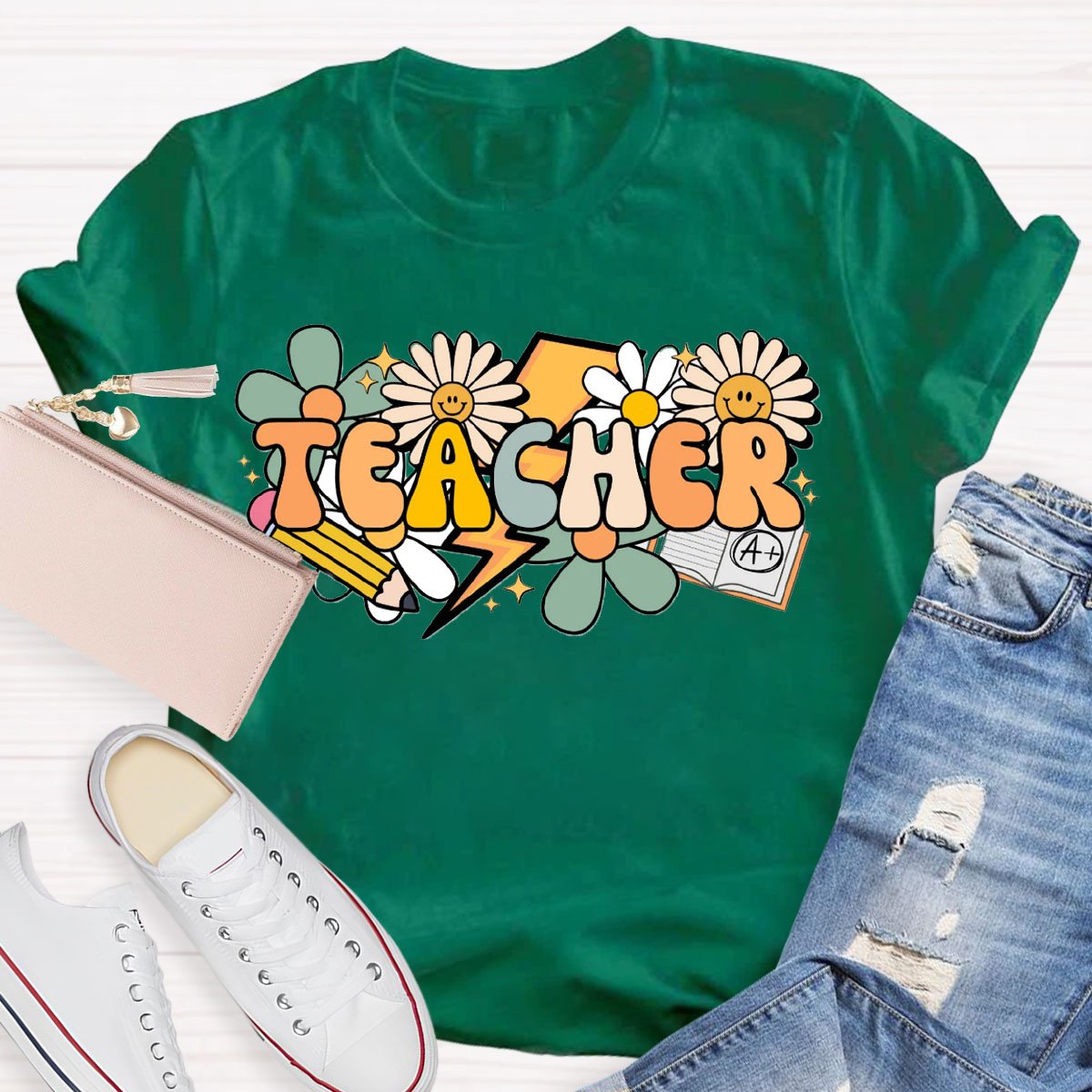 Teacher Sunflowers And Pencil  T-Shirt