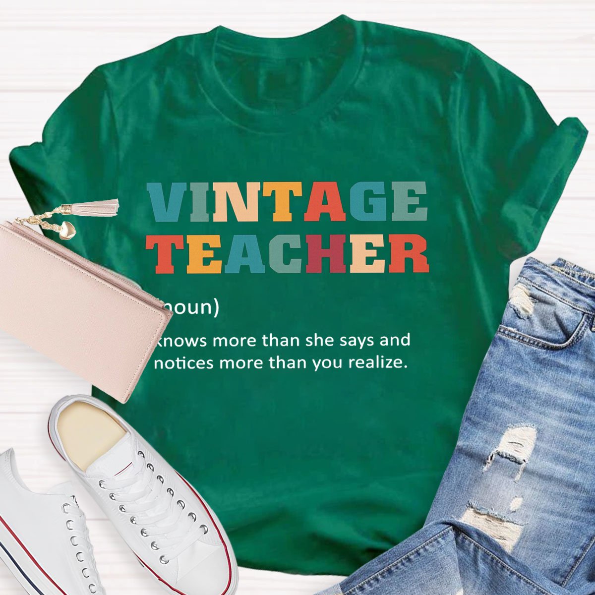 Vintage Teacher Print Graphic T-shirt