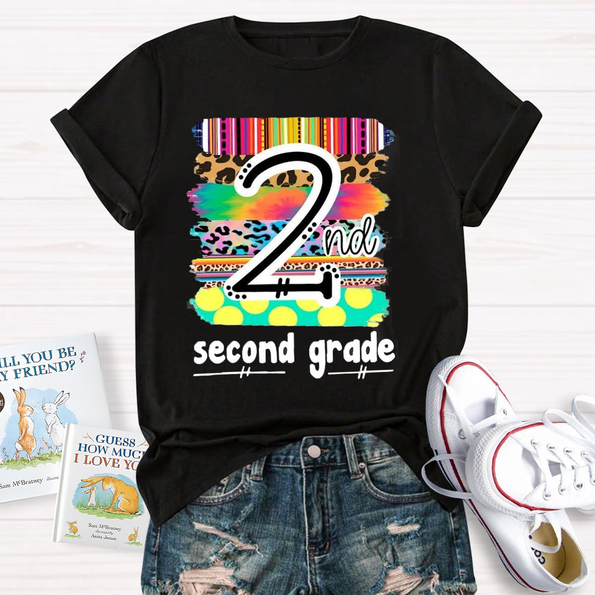 Personalized Grade Brilliant Colors Teacher T-shirt