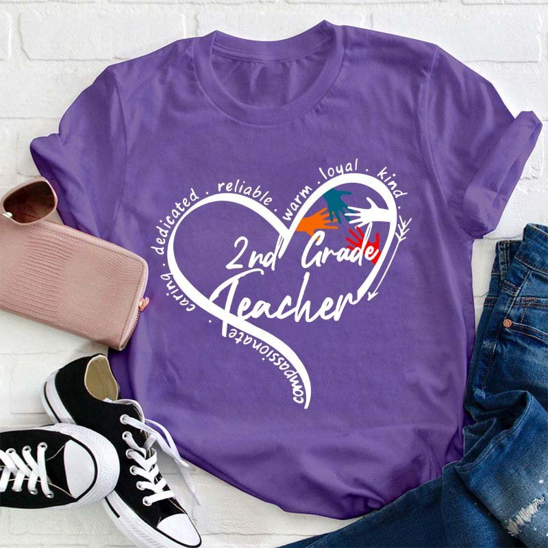 Personalized Grade Warm Kind Caring Reliable Teacher T-Shirt