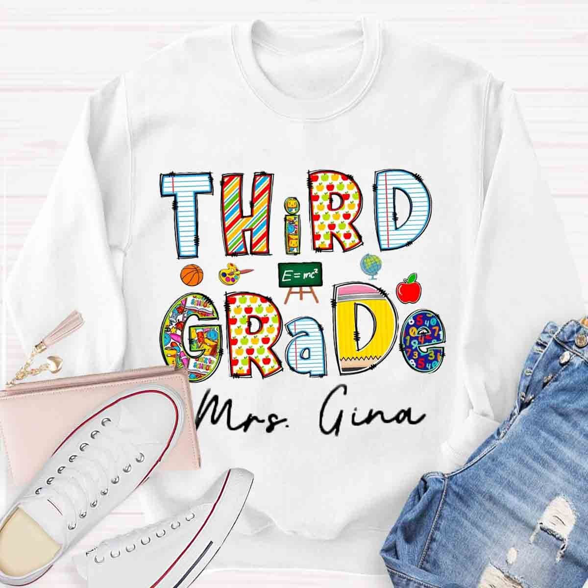 Personalized Grade And Name Teachers Sweatshirt