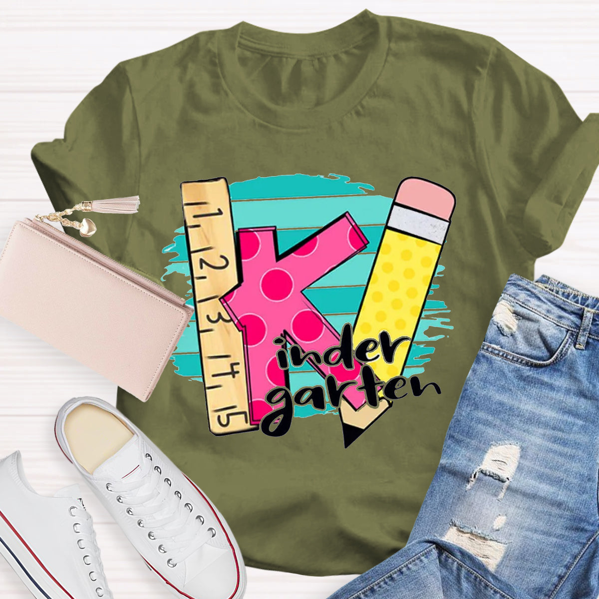 Personalized Grade Ruler Pencil Teacher T-Shirt