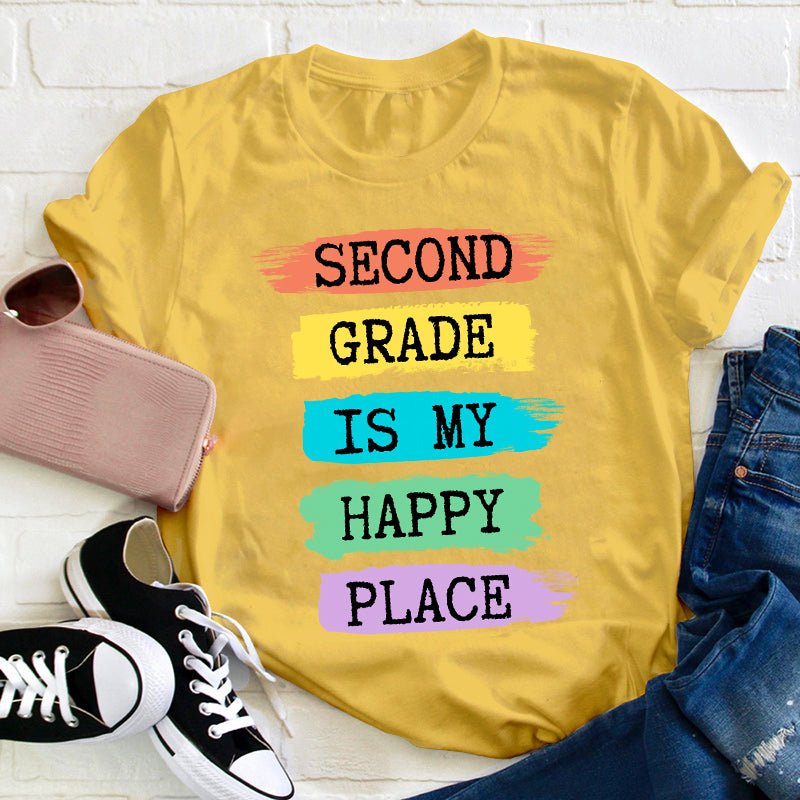 Personalized Grade Is My Happy Place Teacher T-Shirt