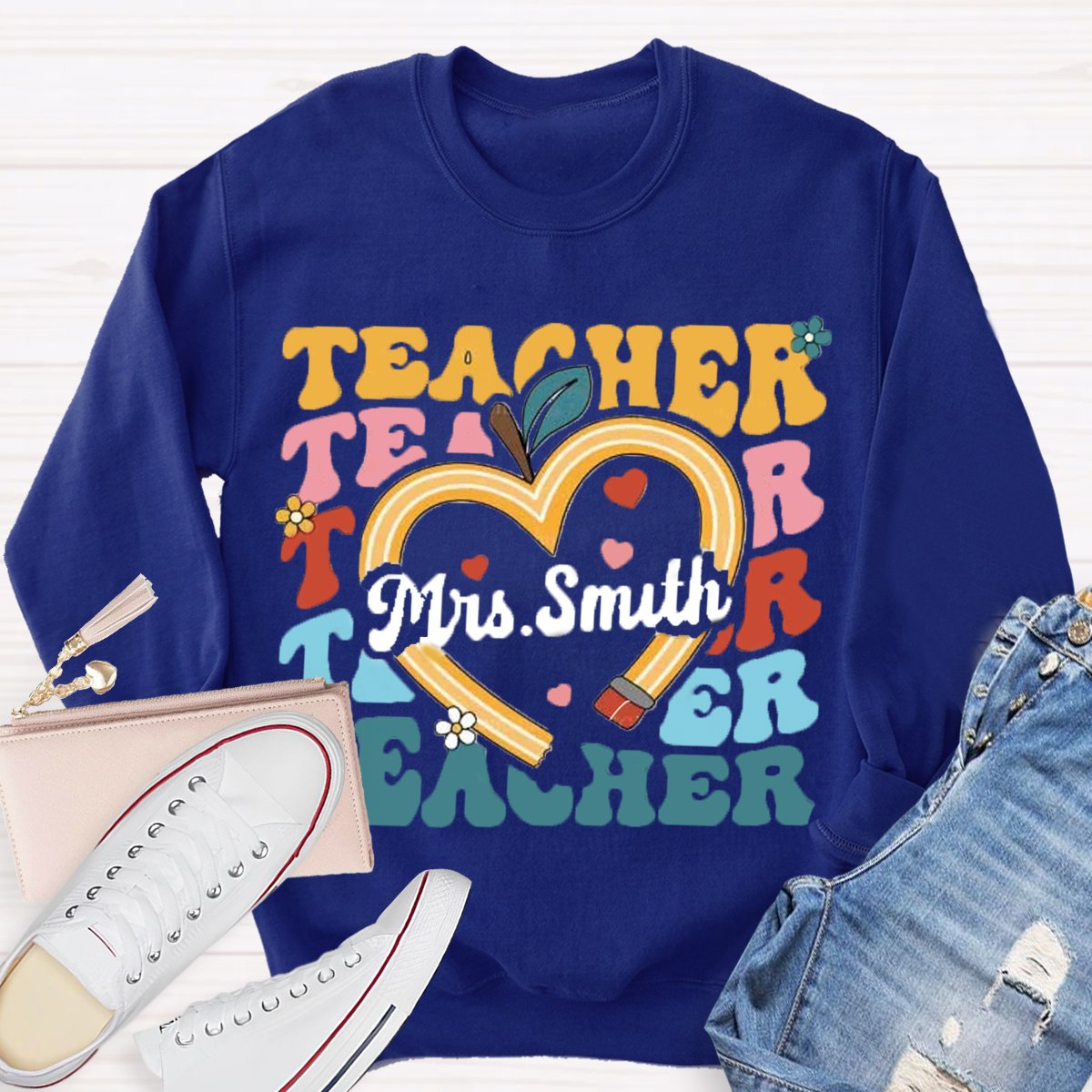 Personalized Teacher Name Pencil  Sweatshirt