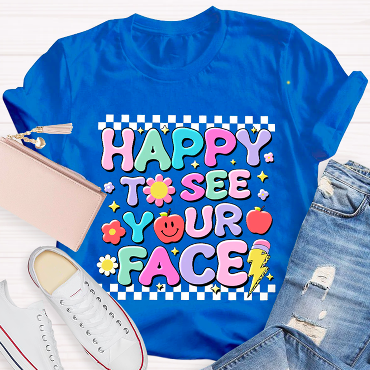 Back To School Cute Happy To See Your Face Teacher T-Shirt