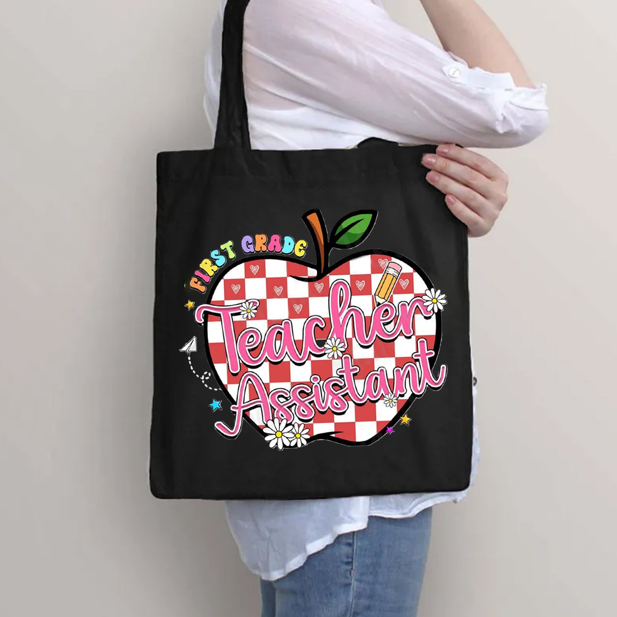 Personalized Grade Teacher Assistant Tote Bag