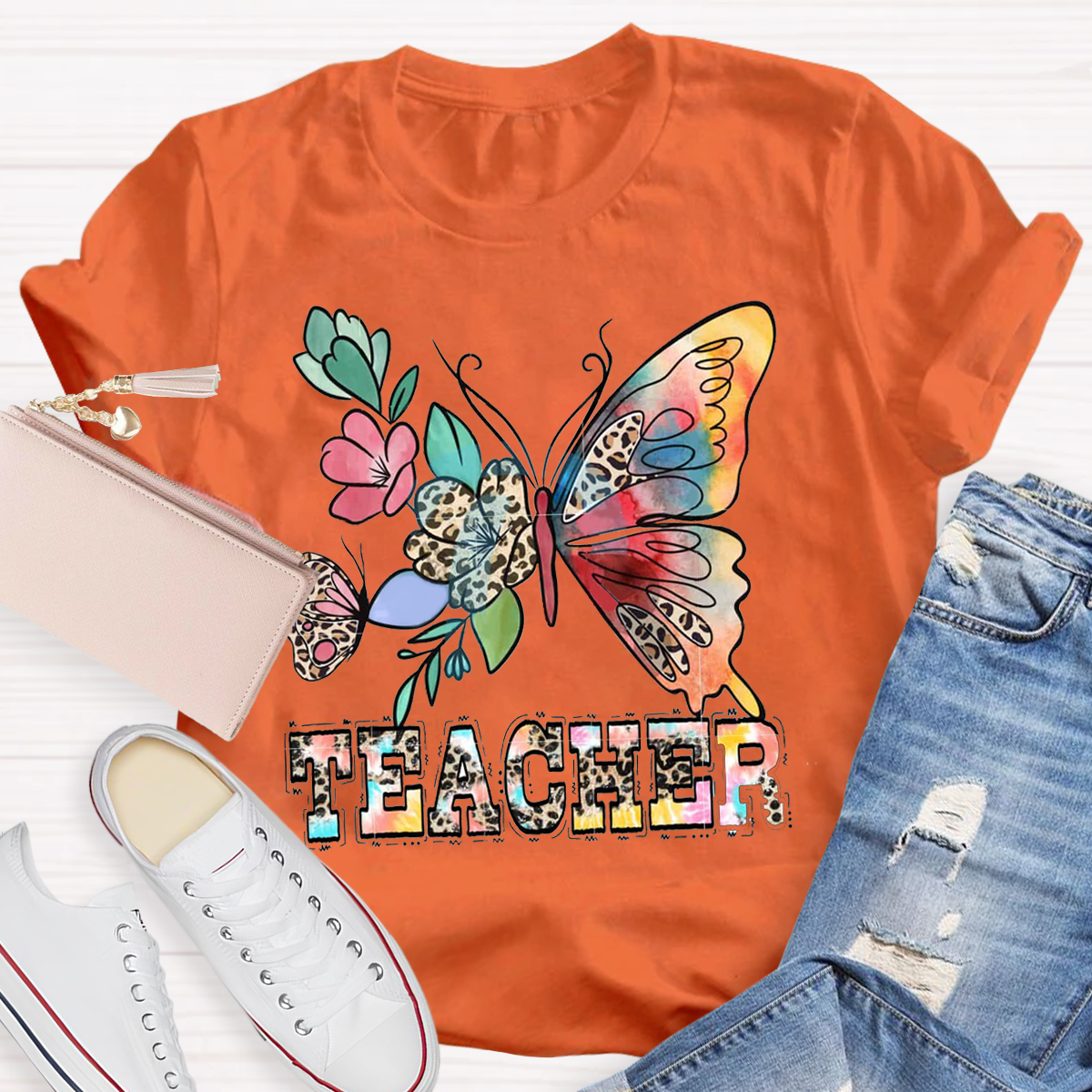 Teacher Life Flower Butterfly T-shirt