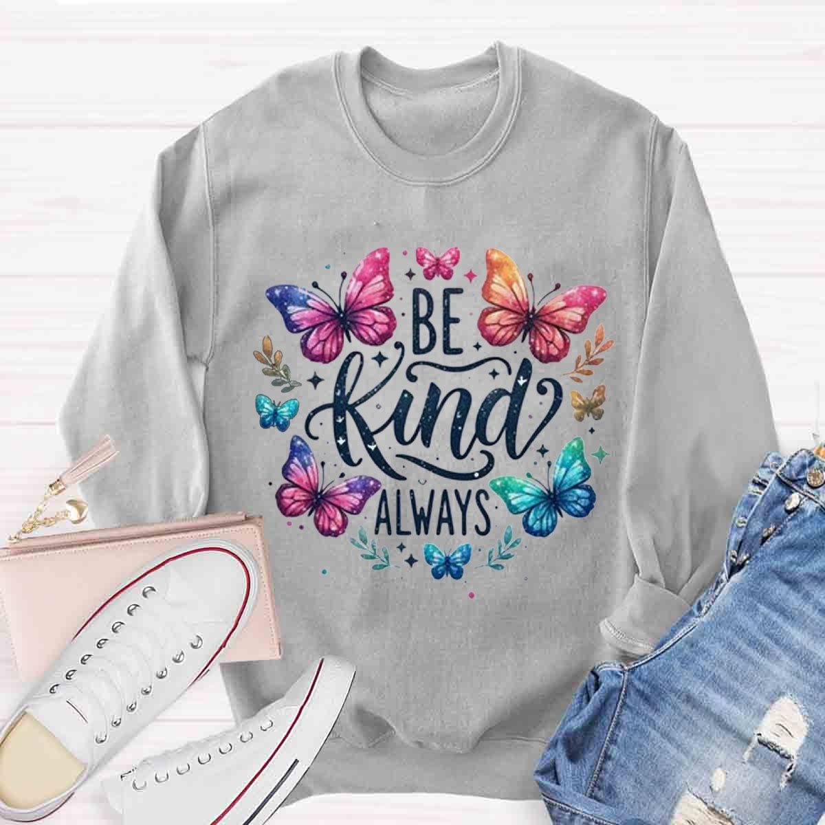 Be Kind Always Butterfly Floral Sweatshirt