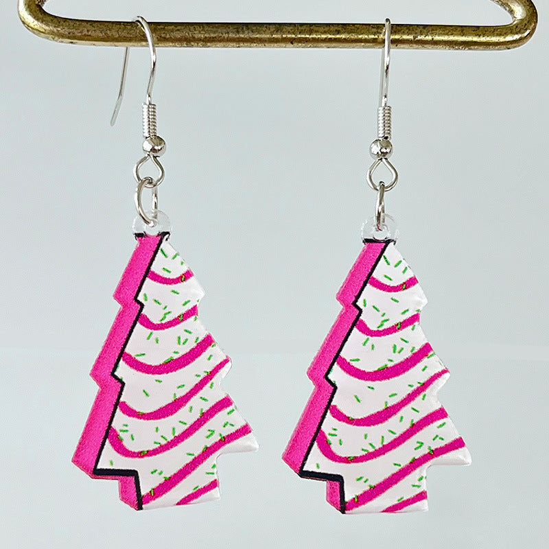 Pink Christmas Football Earrings