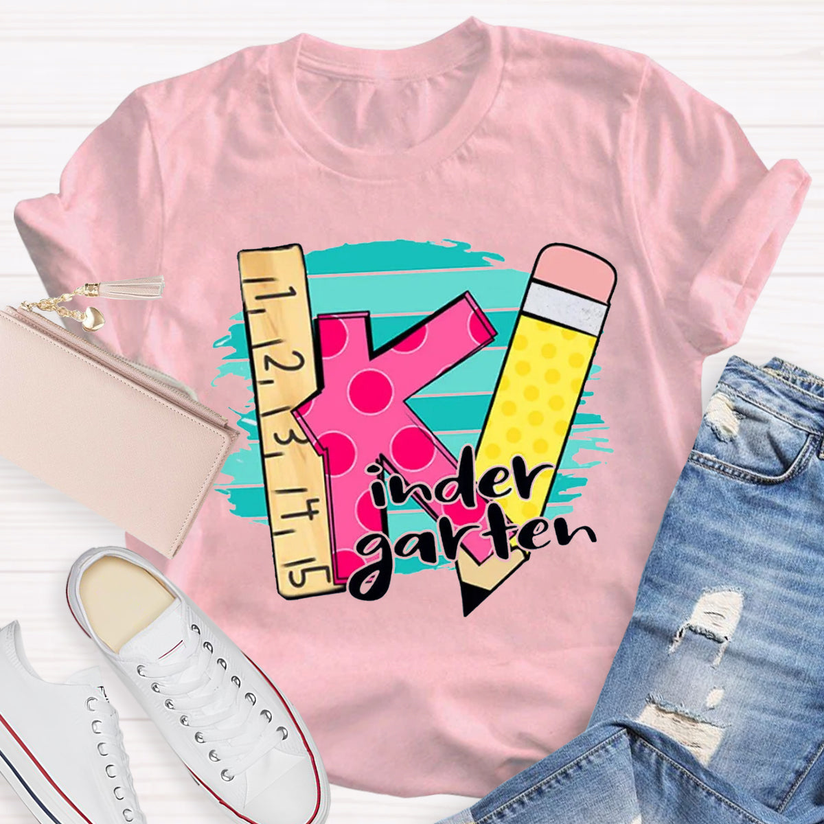 Personalized Grade Ruler Pencil Teacher T-Shirt