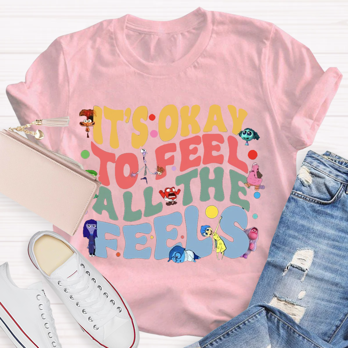 Funny It's Ok To Feel All The Feels Teacher T-Shirt