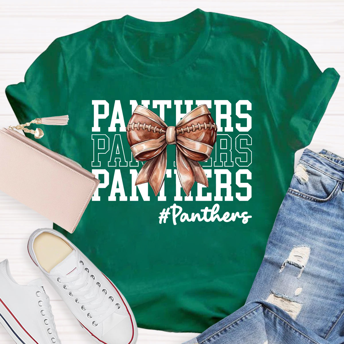 Cheer Mascot  Panthers Bow T-Shirt