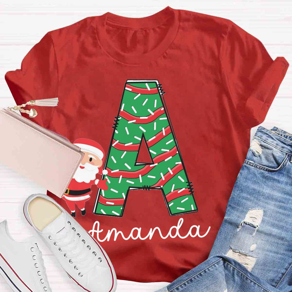 Personalized Name Initials Santa Claus T-shirt